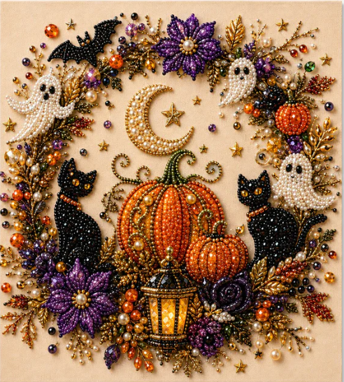 ? Last Day 60% OFF – ?✨ Halloween Pearl Art DIY Kit – Turn Tiny Pearls into Spooky-Cute Magic