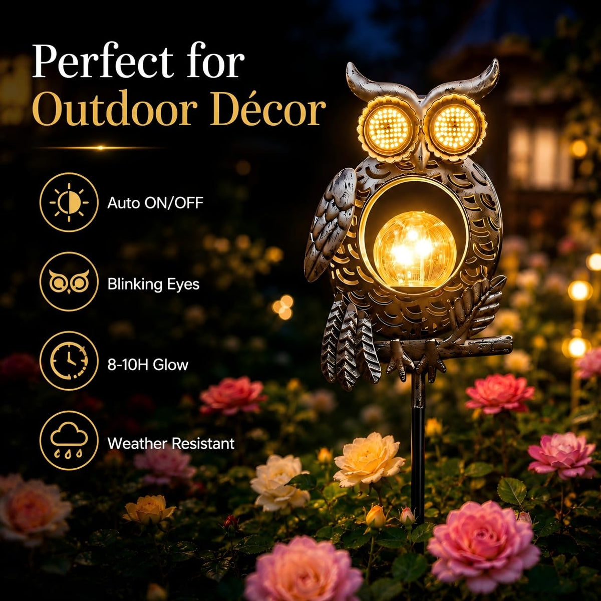 TODAY'S SPECIAL OFFER-50% OFF🔥Outdoor Solar-Powered Kinetic Metal Owl Light