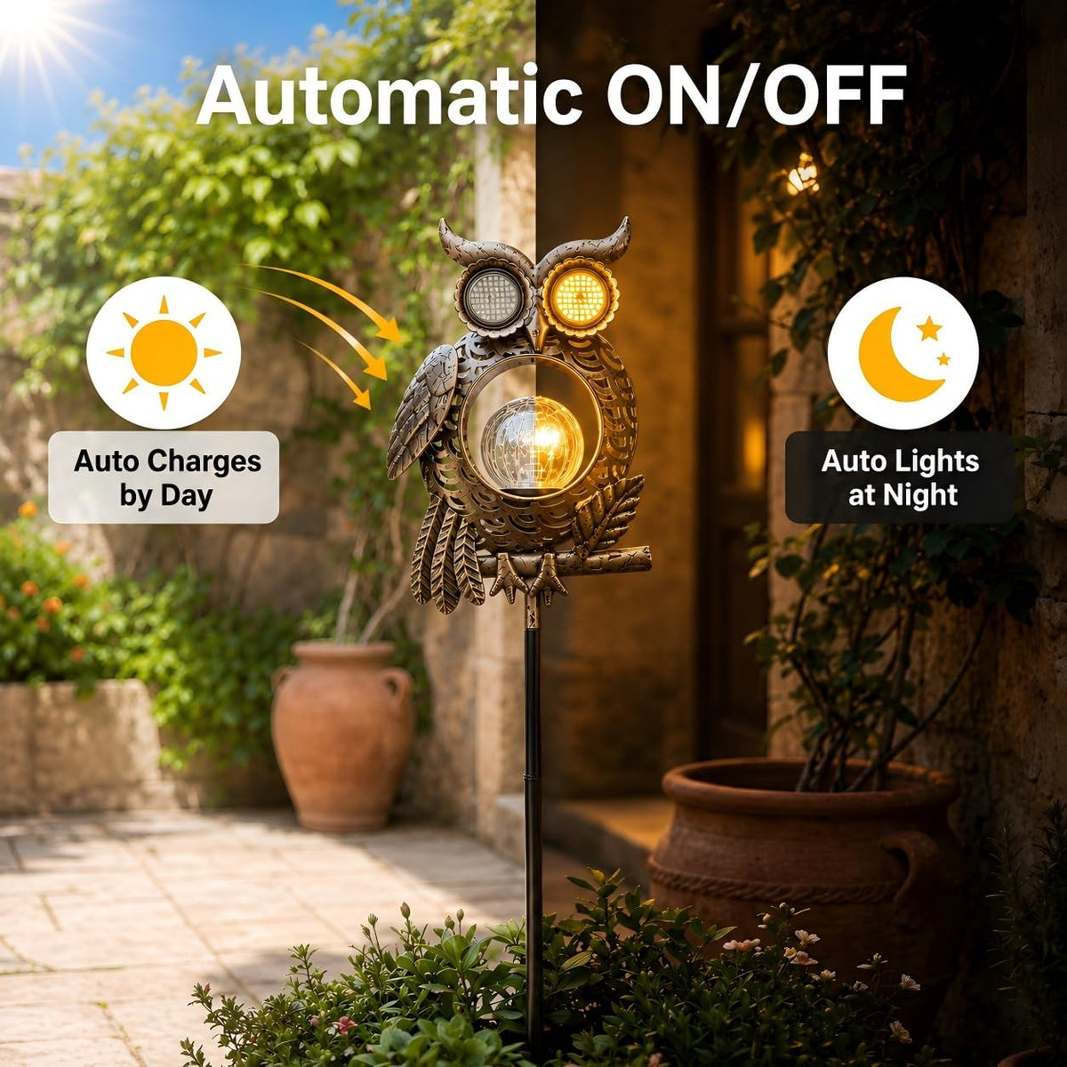 TODAY'S SPECIAL OFFER-50% OFF🔥Outdoor Solar-Powered Kinetic Metal Owl Light