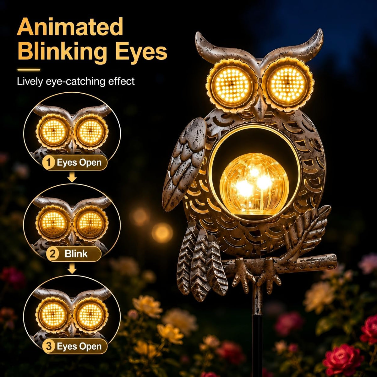 TODAY'S SPECIAL OFFER-50% OFF🔥Outdoor Solar-Powered Kinetic Metal Owl Light