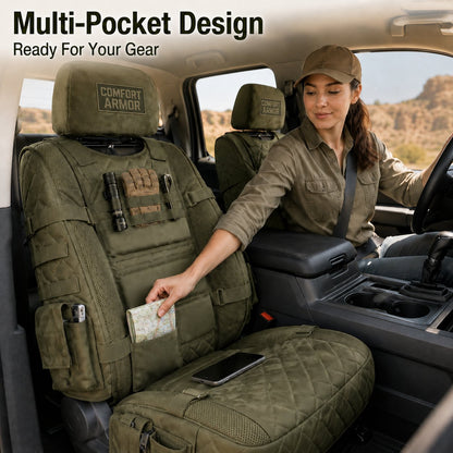 🎖️ Military‐Style Auto Seat Protectors|Universal Fit Heavy‐Duty Cushion For Long‐Drive Vehicle Owners