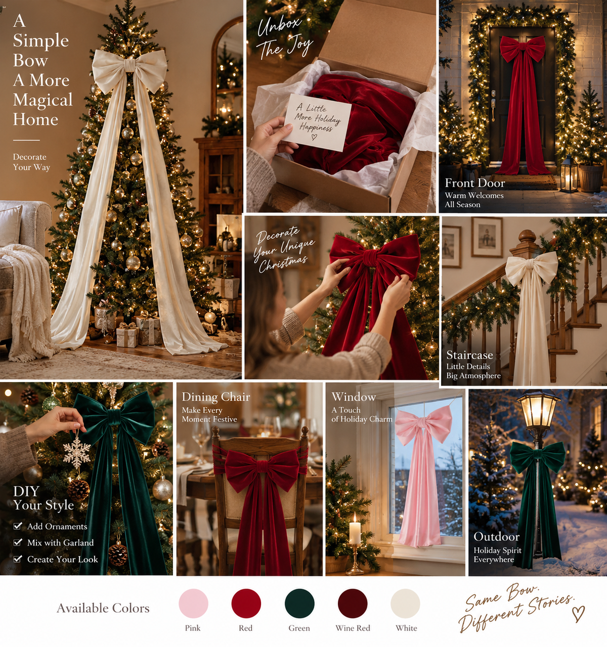 Velvet Christmas Tree Topper Bow, Large Bow for Christmas Tree Decorations