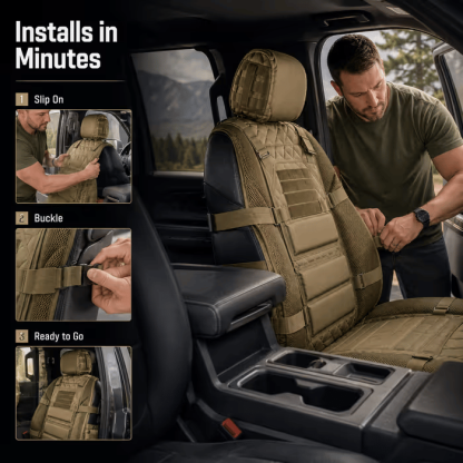 🎖️ Military‐Style Auto Seat Protectors|Universal Fit Heavy‐Duty Cushion For Long‐Drive Vehicle Owners