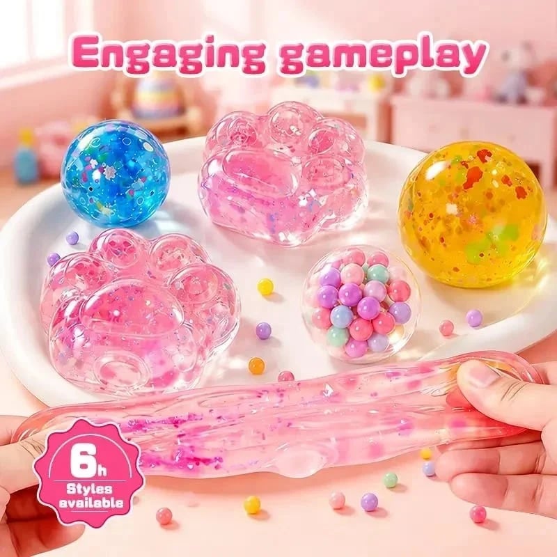 Kawaii DIY Cat Paw Squishy Kit, Make Your Own Mochi Squishy Stress Relief Fidget Toy, ASMR Sensory Craft Kit, Birthday Holiday Gift