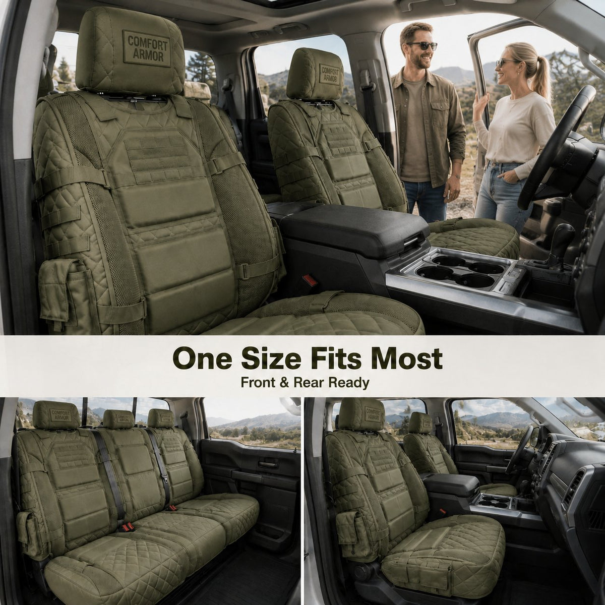 🎖️ Military‐Style Auto Seat Protectors|Universal Fit Heavy‐Duty Cushion For Long‐Drive Vehicle Owners