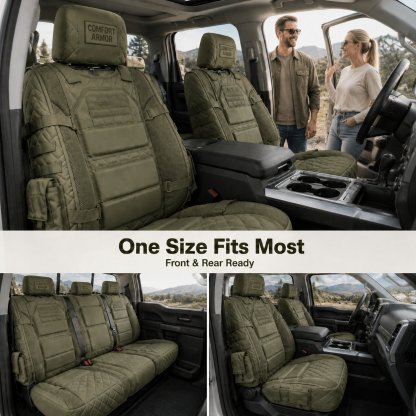 🎖️ Military‐Style Auto Seat Protectors|Universal Fit Heavy‐Duty Cushion For Long‐Drive Vehicle Owners