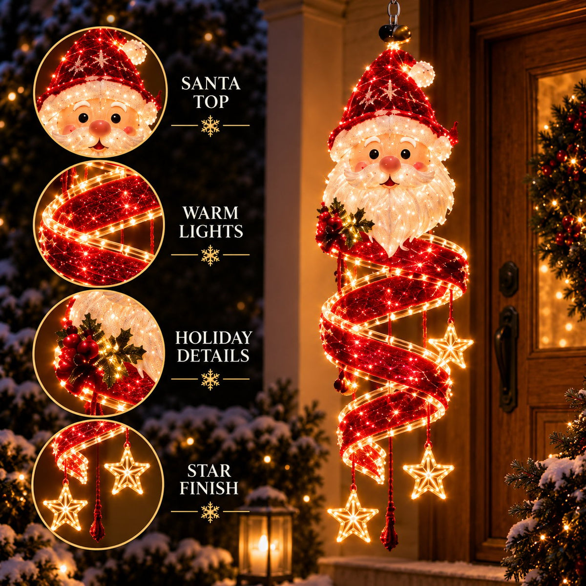 ⏳ Last Day 49% OFF – 🎄Christmas Magic Spiral™ Hanging LED Light Collection – 9 Festive Designs ✨ | Suspended Glowing Characters with Spiral Lights & Hanging Details for Porches, Windows, Entryways & Holiday Displays