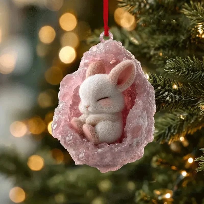 🎄Early Bird Christmas Sale 50% OFF |✨Woodland Geode Animal Ornaments – Tiny Christmas Friends Hidden in Crystal Magic