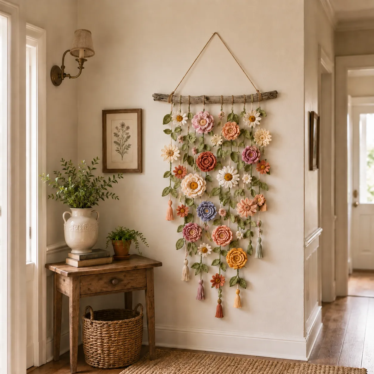 Wall hanging above entryway console