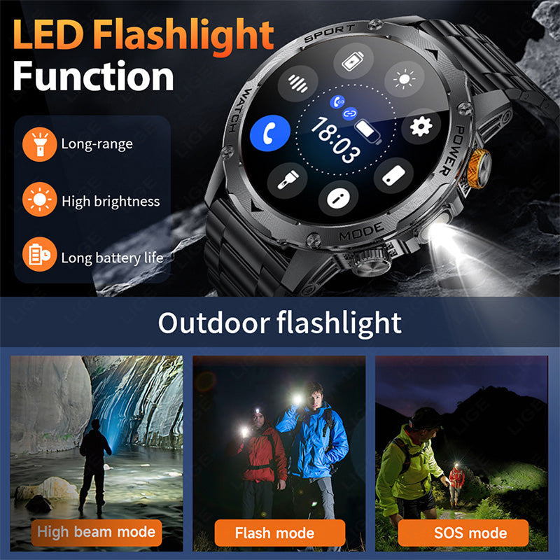 ⌚ 1000mAh Smartwatch – 1.7' Display, 100+ Sports Modes & LED Light