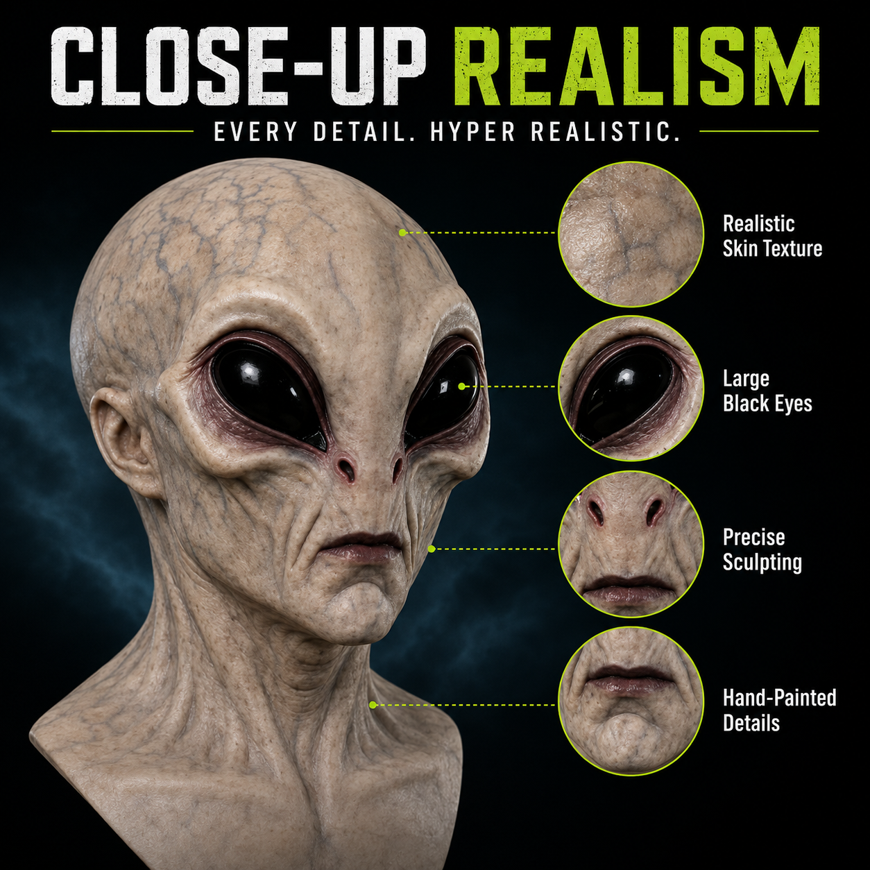 Realistic Alien Mask Skin Texture Details