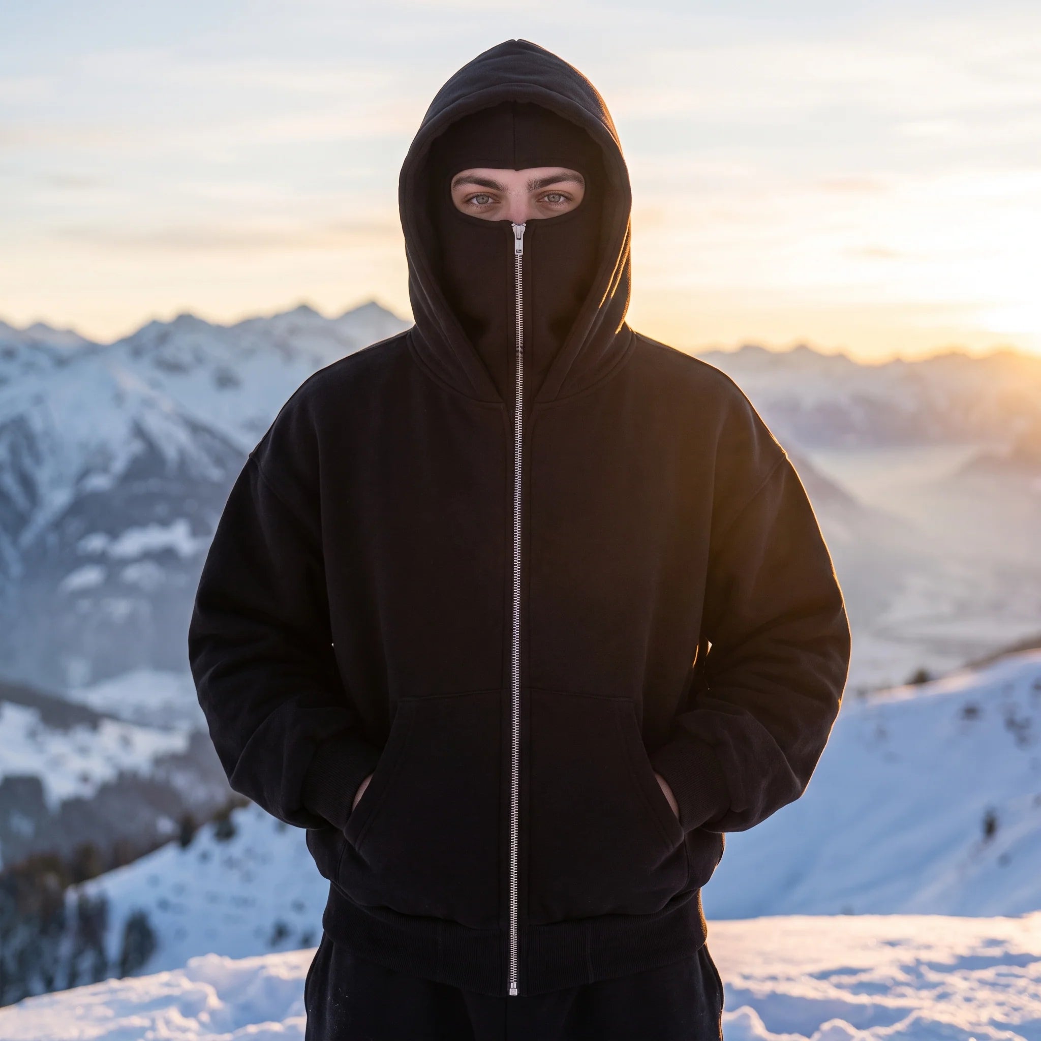 Aluckgoodup oversized zipped hoodie outdoor winter look