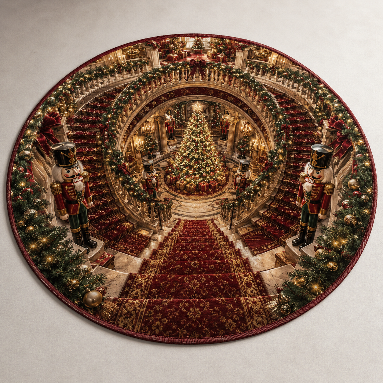Nutcracker Grand Staircase Christmas Rug