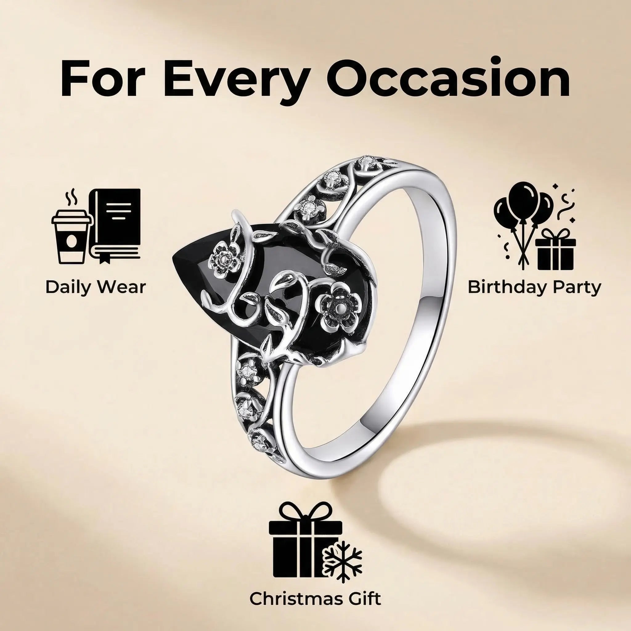 Vintage floral ring shown as an accessory for everyday outfits and gifting