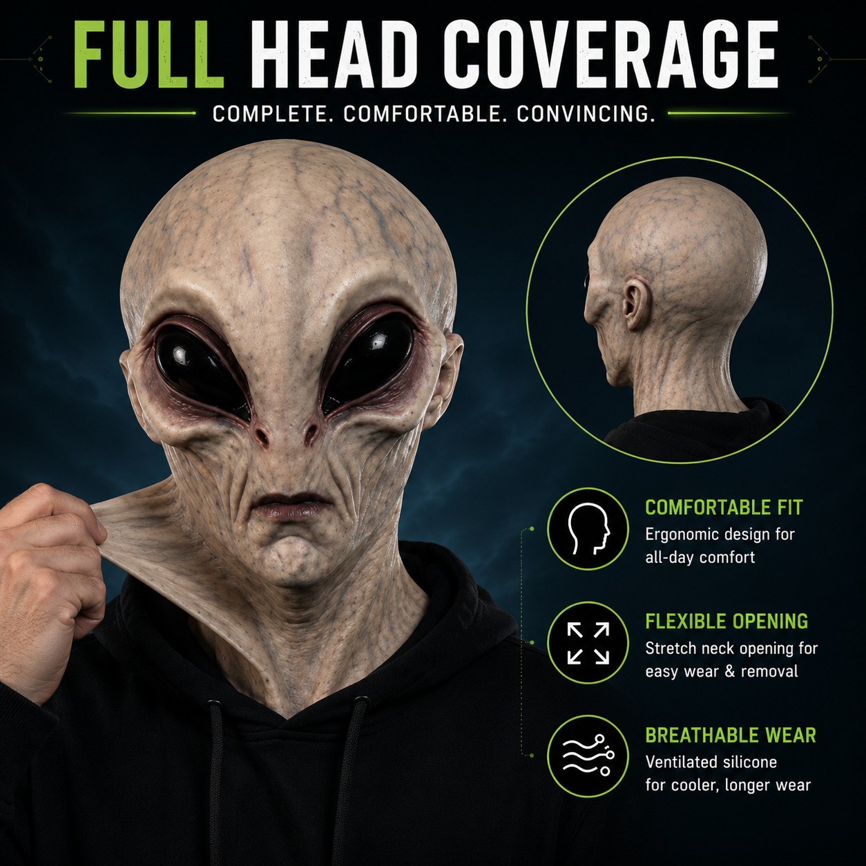 Alien Mask Full Head and Neck Coverage