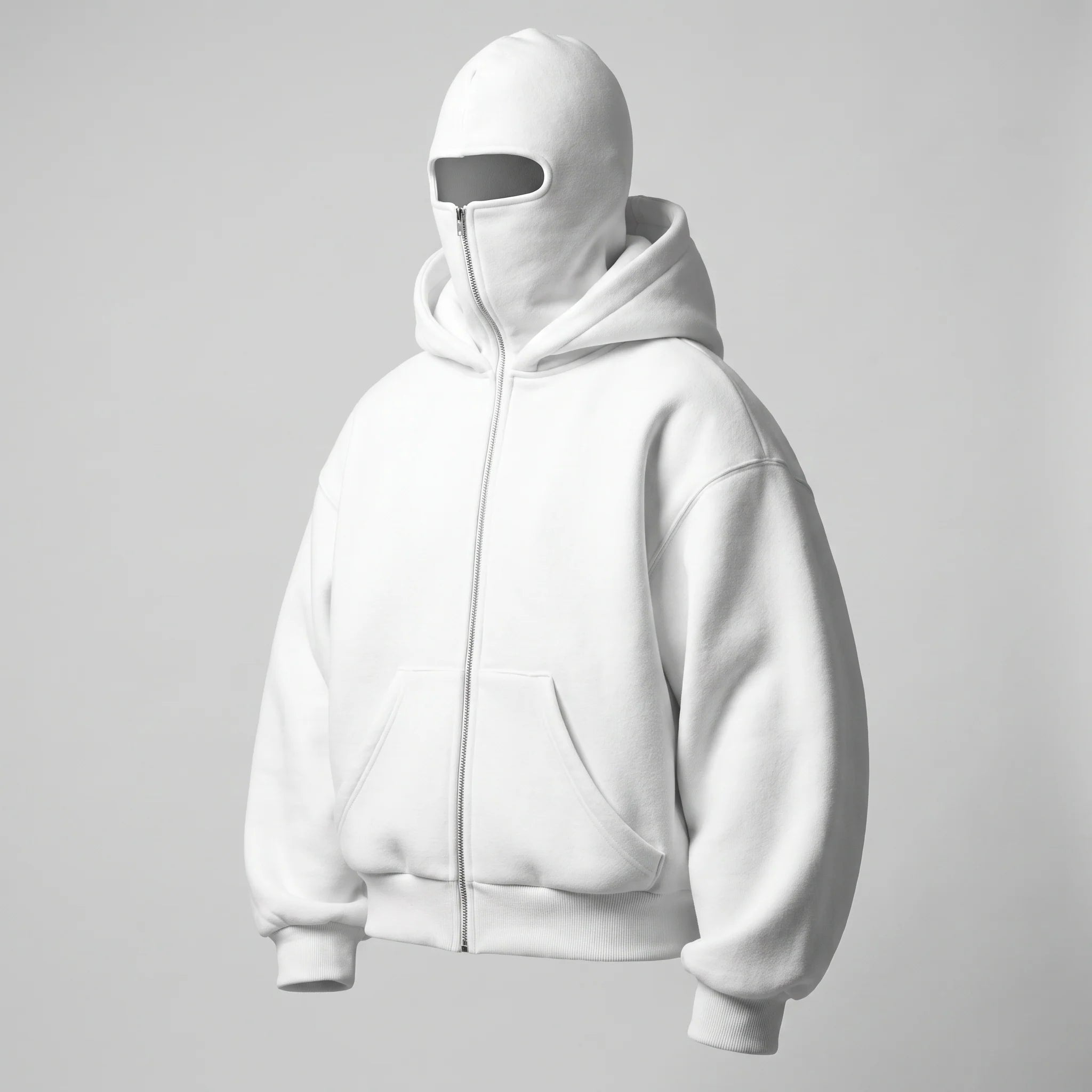 Aluckgoodup white zipped hoodie side view