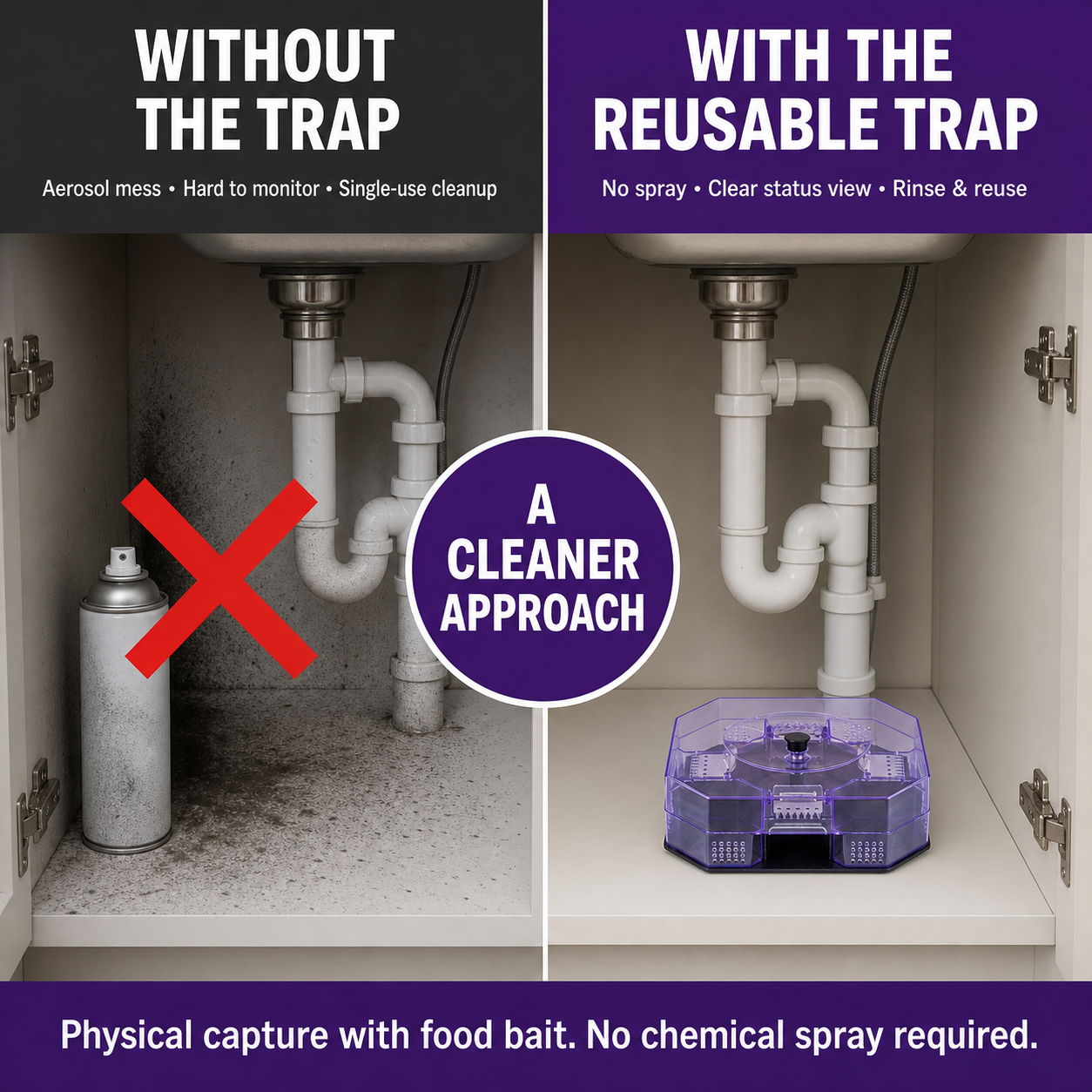 Comparison between household spray and reusable roach trap
