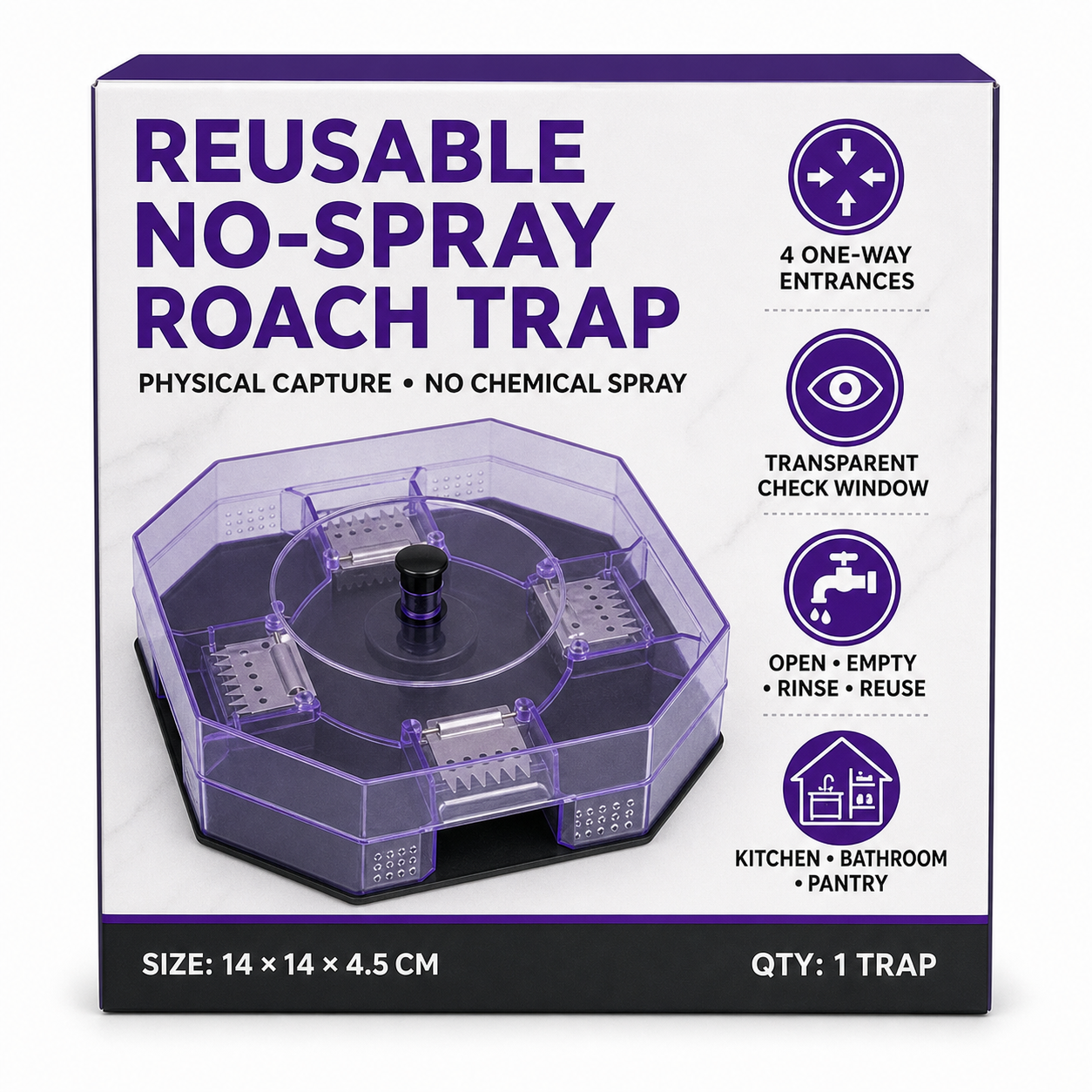 Reusable no-spray roach trap product overview