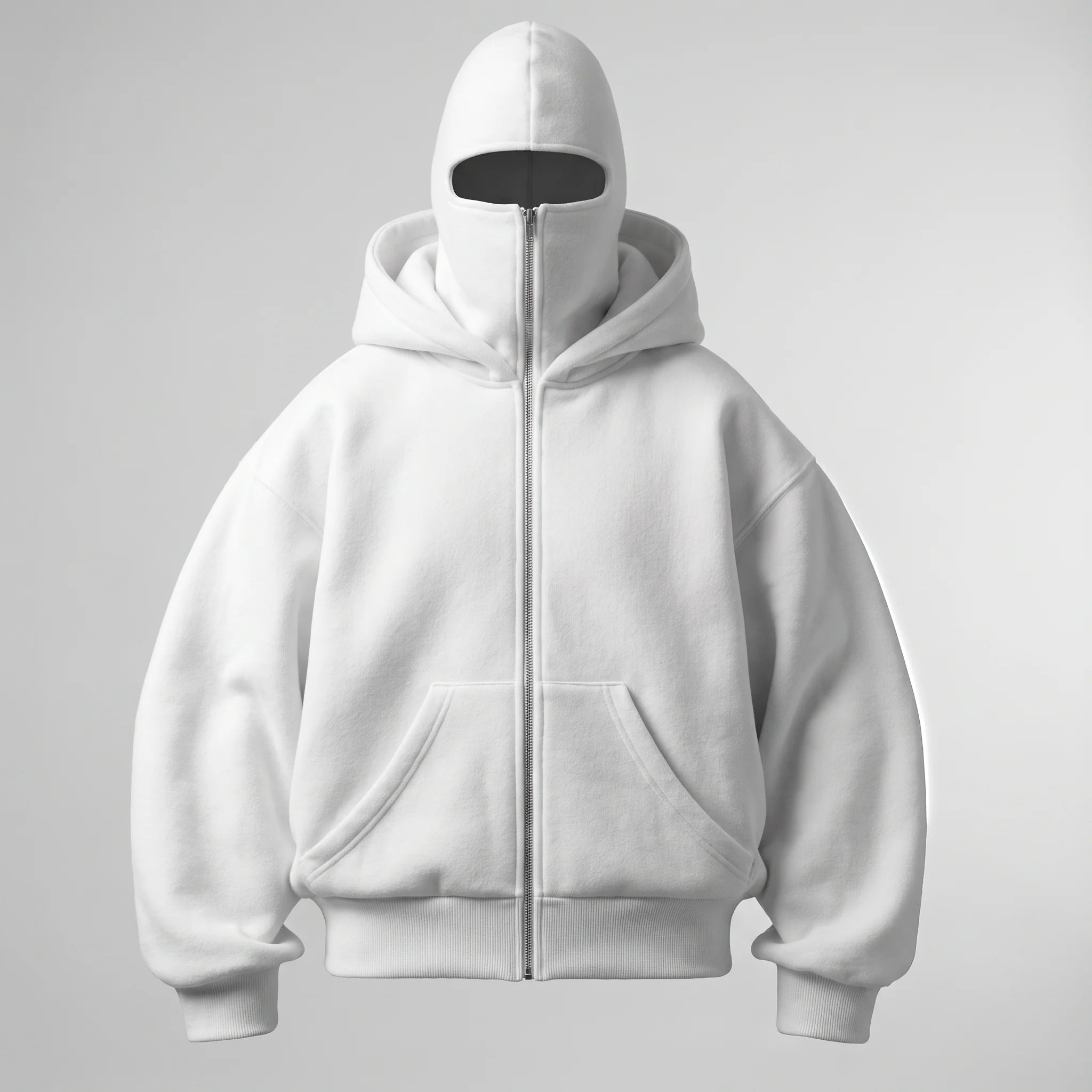 Aluckgoodup white zipped hoodie front view