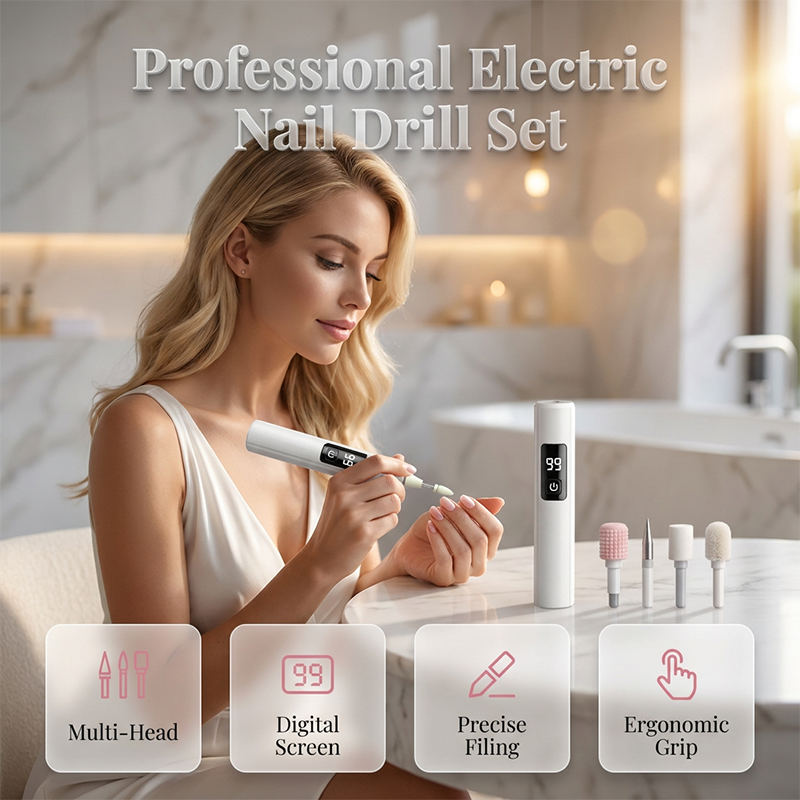 Professional electric nail drill set with multiple attachments