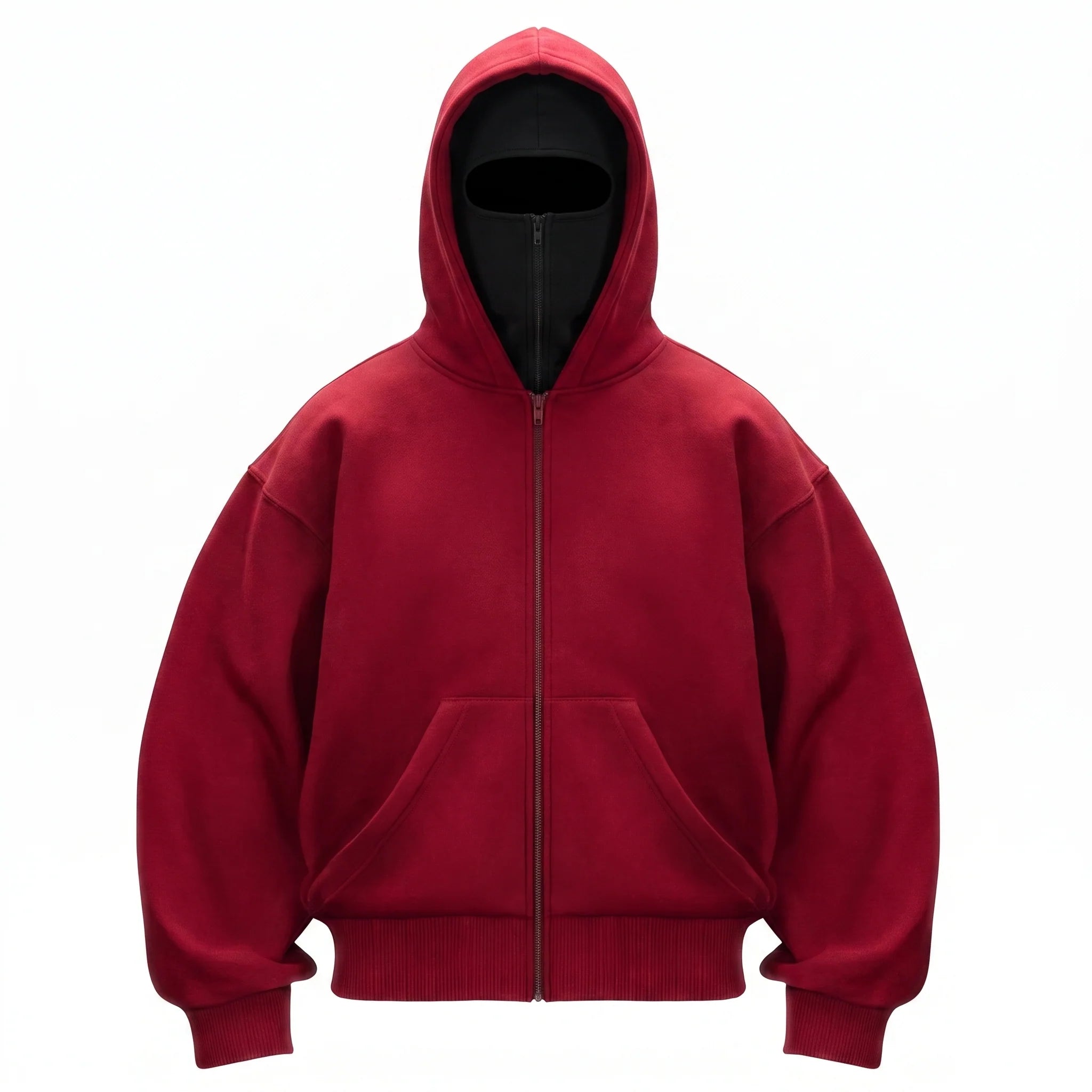 Aluckgoodup red zipped hoodie front view