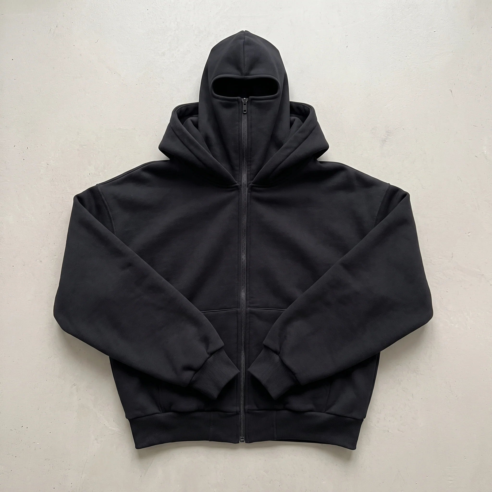 Aluckgoodup black heavyweight zipped hoodie