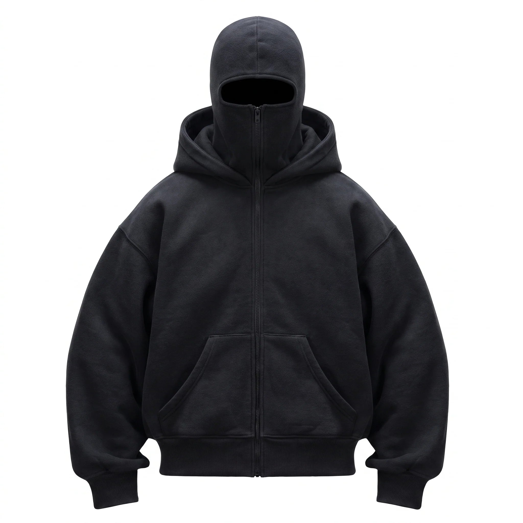 Aluckgoodup Zipped Hoodie black front view
