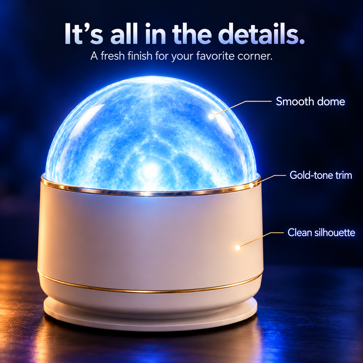 Exterior styling concept showing a smooth dome, gold-tone trim and ivory cylindrical body