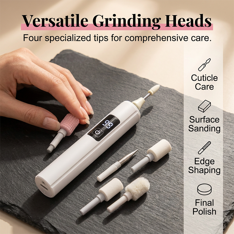 Four versatile nail drill grinding heads for shaping smoothing buffing and polishing